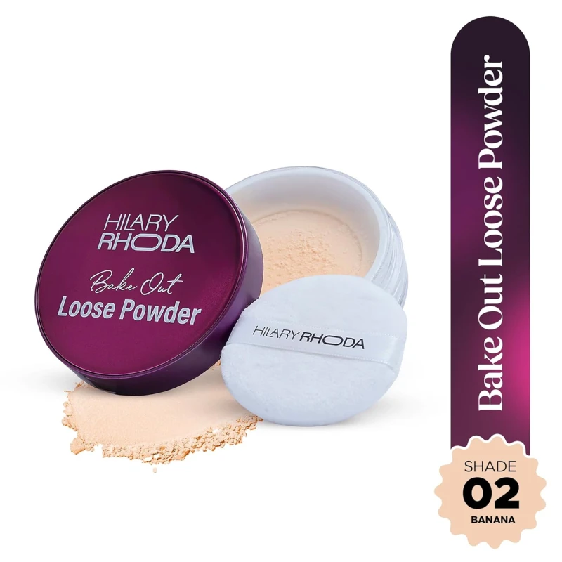 Hilary Rhoda Bake Out Loose Powder | Setting Loose Powder for Face | Matte Finish & Lightweight Loose Powder | Hides Imperfections | Oil Control Formula | 10gm (Banana | Shade 02) thumbnail 2